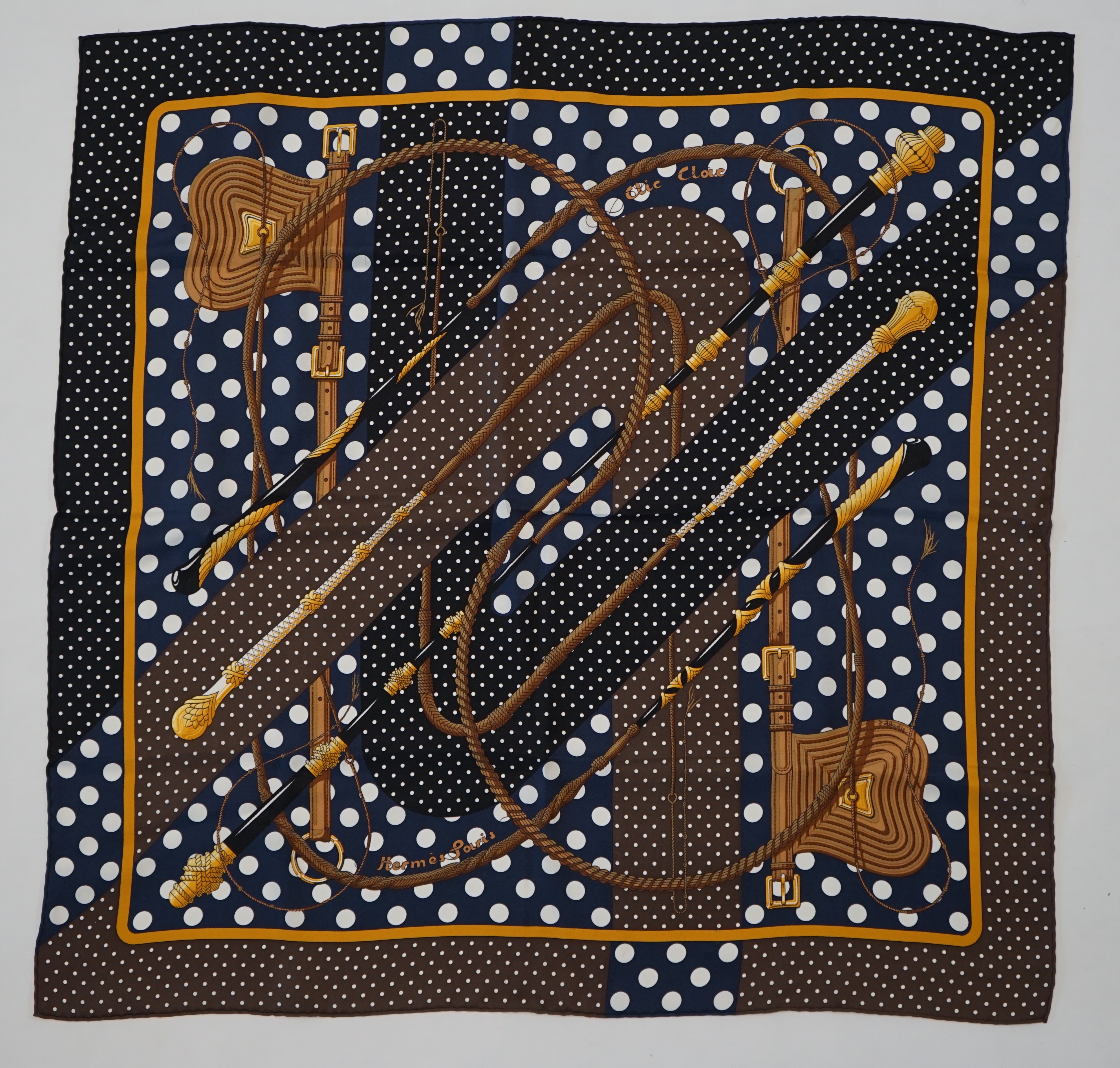 A Hermès Carre 70 Clic-Clac a Pois silk scarf, 65cm x 65cm